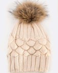 EMMEZ Raccoon Fur Raised Knit Soft Beanies