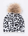 Mix Print Raccoon Fur Pom Iconic Beanie