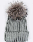 Raccoon Fur PomPom Beanie