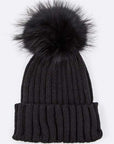 Raccoon Fur PomPom Beanie