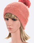 Mohair Faux Fur Pom Soft Beanie