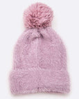 Mohair Faux Fur Pom Soft Beanie