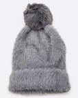 Mohair Faux Fur Pom Soft Beanie