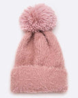 Mohair Faux Fur Pom Soft Beanie