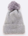 Mohair Faux Fur Pom Soft Beanie