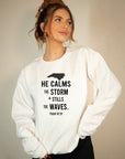 North Carolina He Calms Storm CrewNeck Sweatshirt