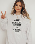 North Carolina He Calms Storm CrewNeck Sweatshirt