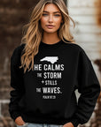 PLUS North Carolina He Calms Storm CrewNeck Sweatshirt