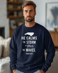 PLUS North Carolina He Calms Storm CrewNeck Sweatshirt