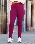 Julia Rose Maroon Full Length Leggings with Pockets