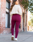 Julia Rose Maroon Full Length Leggings with Pockets