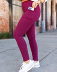 Julia Rose Maroon Full Length Leggings with Pockets