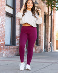 Julia Rose Maroon Full Length Leggings with Pockets