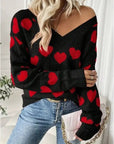 V-neck Heart Knit sweater