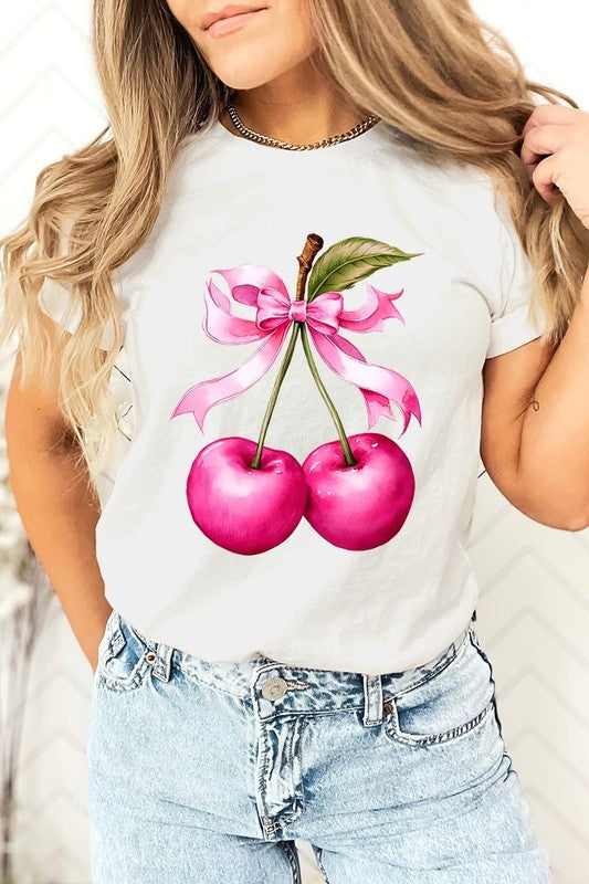 Cherry with Coquette Bow Graphic Tee