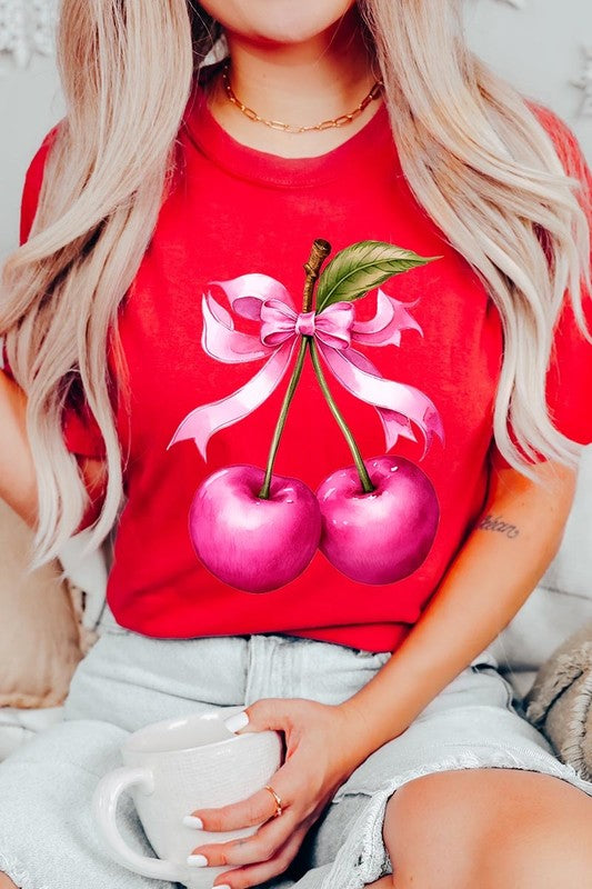 Cherry with Coquette Bow Graphic Tee