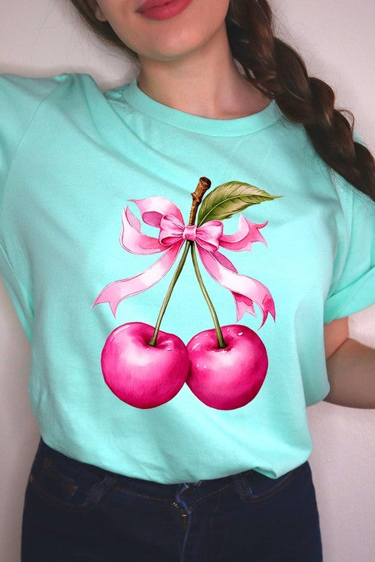 Cherry with Coquette Bow Graphic Tee