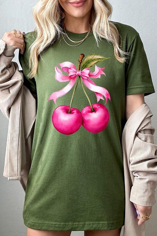 Cherry with Coquette Bow Graphic Tee