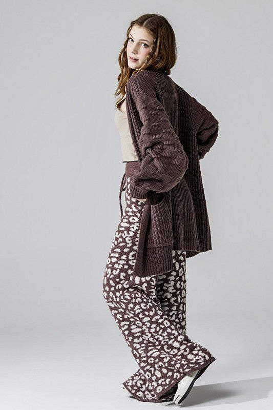 Oversized Pompom Sleeve Cardigan