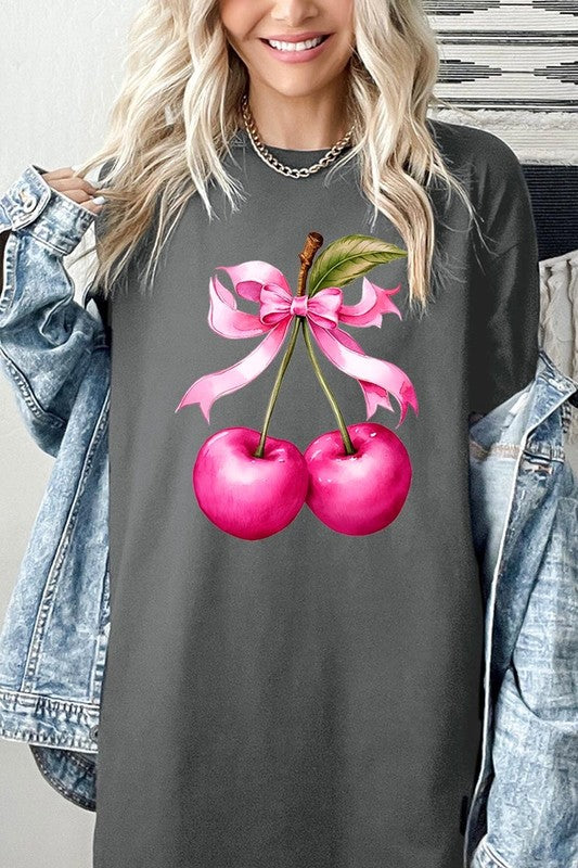 Cherry with Coquette Bow Graphic Heavyweight Tee