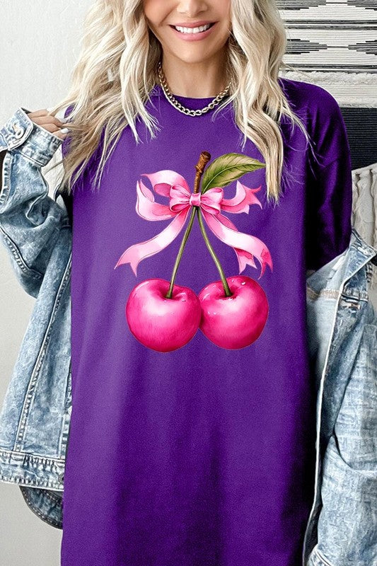 Cherry with Coquette Bow Graphic Heavyweight Tee