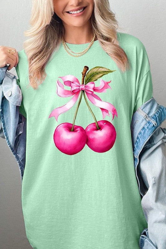 Cherry with Coquette Bow Graphic Heavyweight Tee