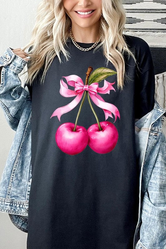 Cherry with Coquette Bow Graphic Heavyweight Tee