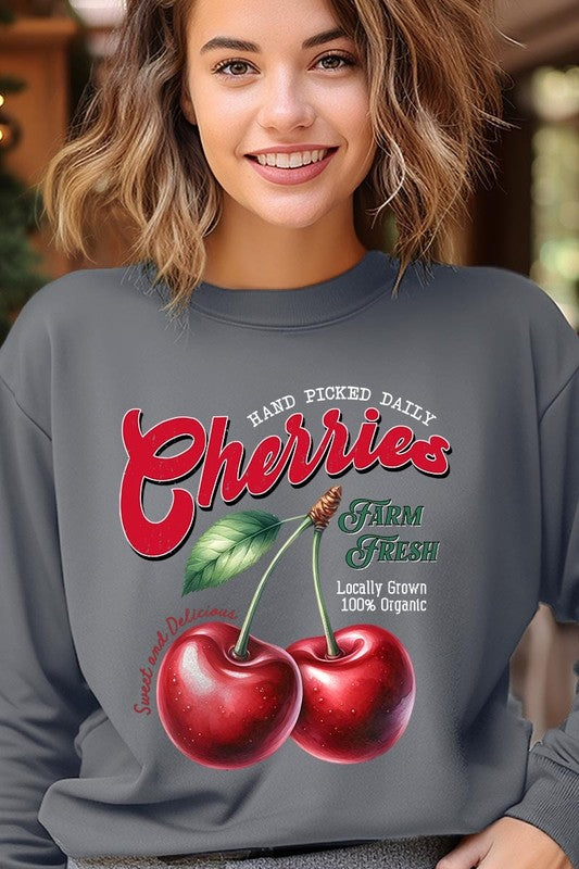 Farm Fresh Cherries Graphic Fleece Sweatshirts