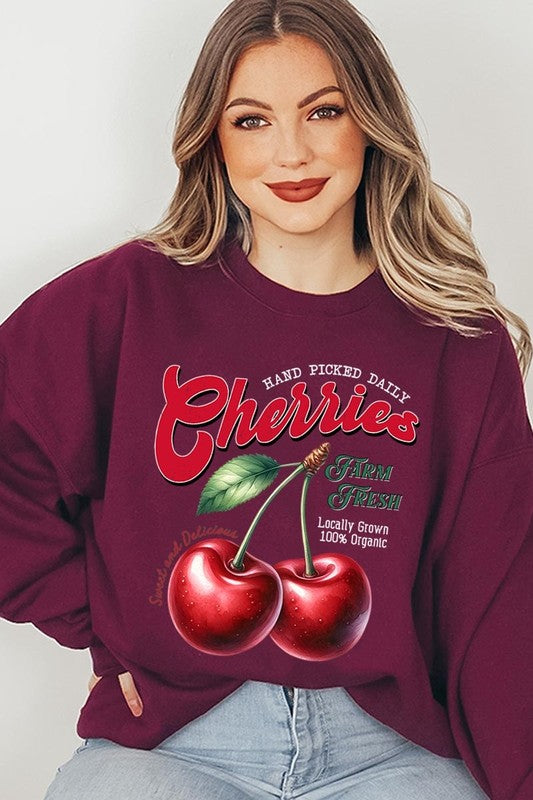 Farm Fresh Cherries Graphic Fleece Sweatshirts