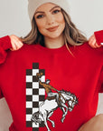 Cowboy Checkered Graphic Fleece Sweatshirts