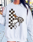 Cowboy Checkered Graphic Fleece Sweatshirts