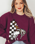 Cowboy Checkered Graphic Fleece Sweatshirts