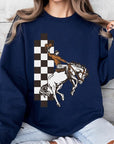 Cowboy Checkered Graphic Fleece Sweatshirts