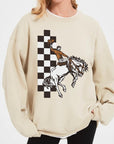 Cowboy Checkered Graphic Fleece Sweatshirts