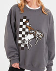 Cowboy Checkered Graphic Fleece Sweatshirts