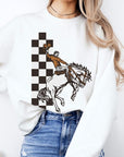 Cowboy Checkered Graphic Fleece Sweatshirts