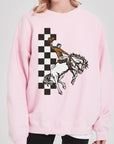 Cowboy Checkered Graphic Fleece Sweatshirts