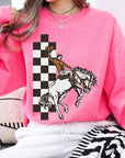 Cowboy Checkered Graphic Fleece Sweatshirts