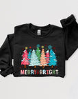 Colorful Christmas Trees Graphic Fleece Sweatshirt