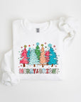 Colorful Christmas Trees Graphic Fleece Sweatshirt