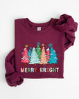 Colorful Christmas Trees Graphic Fleece Sweatshirt