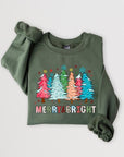 Colorful Christmas Trees Graphic Fleece Sweatshirt