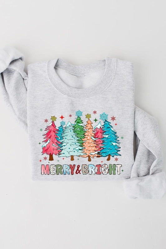 Colorful Christmas Trees Graphic Fleece Sweatshirt