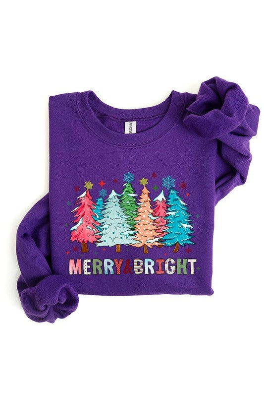 Colorful Christmas Trees Graphic Fleece Sweatshirt