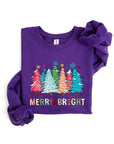 Colorful Christmas Trees Graphic Fleece Sweatshirt