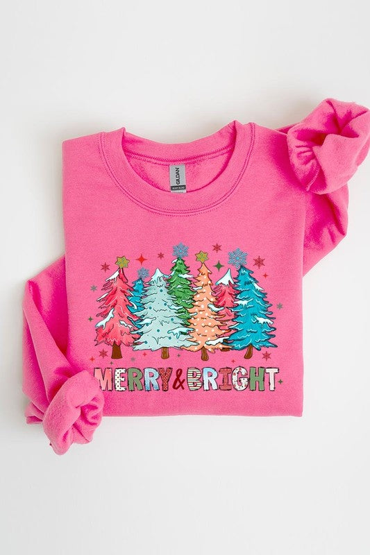 Colorful Christmas Trees Graphic Fleece Sweatshirt