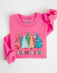 Colorful Christmas Trees Graphic Fleece Sweatshirt