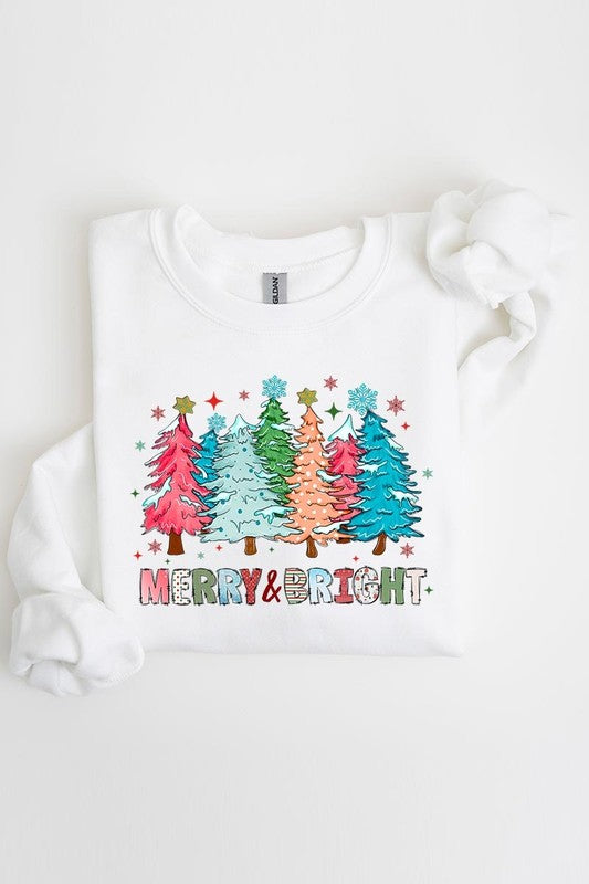 Colorful Christmas Trees Graphic Fleece Sweatshirt