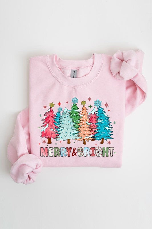 Colorful Christmas Trees Graphic Fleece Sweatshirt