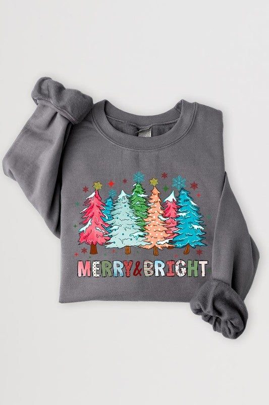 Colorful Christmas Trees Graphic Fleece Sweatshirt